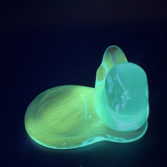 1990 Leo Ward Blue Bird Of Happiness Glass Bird Tea Light Holder UV Glow Votive - Picture 1 of 12